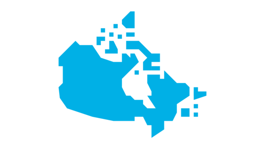 Landkarte von Kanada blau eingefärbt