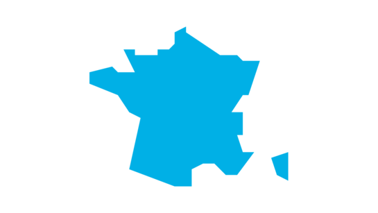 Landkarte von Frankreich blau eingefärbt